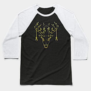 Cherry Blossom Deer in Gold Baseball T-Shirt